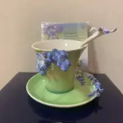 Unused Franz Collection Small Flower Cup & Saucer & Spoon Set Taiwan