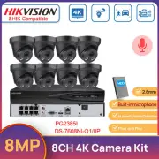 Hikvision 8CH NVR 4K IR Security Camera System MIC 8MP POE Camera Night Vision