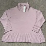 Eileen Fisher Womens M Missy Merino Turtleneck Pullover Sweater Wool Icy Plum