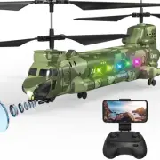 RC Helicopter, Remote Control Military Helicopter with Camera, Twin-Propeller wi