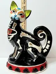 InHomestylez by Blue Sky Day of the Dead Black Cat Skeleton T-Lite Candle Holder