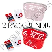 Target PINK & RED Mini Toy Shopping Handheld Basket Set Bundle Pretend Play