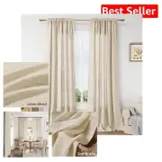 Elegant 2-Piece 90' Airy Linen Curtains - Light Filtering & Semi-Sheer