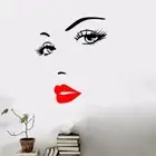 Sweet Cute Wall Stickers Decor Women Face Red Lips Removable Art Home DIY Decal