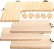 Kisangel 1 Set Hamster Jumping Platform Parrots Squirrel Hammock Rat Cage Bird Hamster Cage Shelf Animal Parrot Climbing Ladder Pet Bird Swing Stand Rabbit Bird Ledges Beige Wood