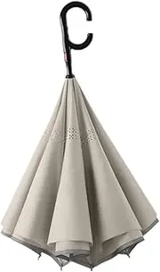 [Frediuo] Inverted Reverse Umbrella Wind Resistant Dripless Hands Free for Men Women, with C Shaped Handle, Waterproof Sun Protection