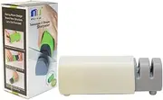 Knife Sharpener Mini Design 2 Stage Manual Sharpener for Sharpening Kitchen Knives,Retractable Storage(White)