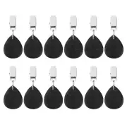 12Pcs Marble Tablecloth Weights with Metal Clip Teardrop Shape, Black