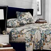 [Tribeca Living] Casablanca Floral Printed Deep Pocket Sheet Set, Queen