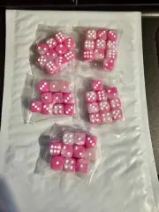 PINK & WHITE 12MM D6 DICE SET OF 50 MTG MAGIC THE GATHERING WARHAMMER D&D RPG