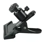 Black Camera Clip Clamp Flash Holder Mount w/ 360 Swivel Photography Ball-Head