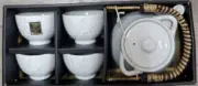 Japanese Design White Cherry Blossoms Sakura Porcelain Teapot And 4 Cups Set