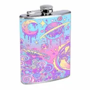 Trippy Galaxy Em1 Flask 8oz Stainless Steel Hip Drinking Whiskey