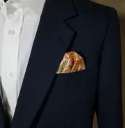 NEW Silk Pre-Folded Pocket Square Insert - Melon Orange Paisleys & Floral
