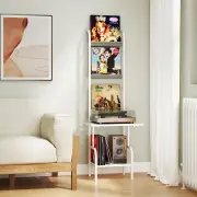 Costway5-Tier Record Player Stand with Vinyl Display Shelf Record Player Table-White