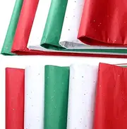 Fullhawl 120 Sheets 20 x 20 inches Christmas Tissue Paper Red White Green Glitter Christmas Tissue Paper Bulk Sparkly Gift Wrapping Paper for Christmas DIY Gift Boxes Bags Decor