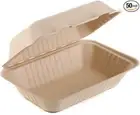 9x6 Biodegradable Take Out Food Containers with Clamshell Hinged Lid - 50 pcs
