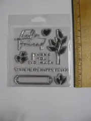 Echo Park Clear Acrylic Stamps HELLO FRIEND THANK YOU FLOWERS HEART NEW