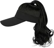 Ponytail Wig Baseball Cap, Hat Wig for Women Baseball Cap with Curly Synthetic Hair Extensions Ponytail Cap Wig Sun Hat