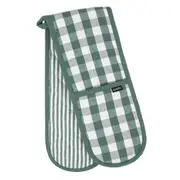 Ladelle Double Oven Mitts Eco Gingham Green Set