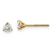 14k Yellow Gold 1/4ctw VS/SI, D E F, Lab Grown Dia. 3 Prg Earrings LAL6598