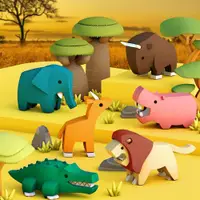 在飛比找ETMall東森購物網優惠-哈福玩具科普非洲動物骨骼拼裝獅子鱷魚積木創意新奇場景潮玩擺件