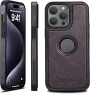 Jarttarn Leather Case for iPhone 16 Pro Max (2024),Magnetic Ultra-Thin Phone Case,Compatible with Car Bracket & Wireless Charging,Anti-Fall Protective Back Cover (Purple)