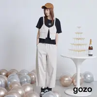 在飛比找蝦皮商城優惠-【gozo】有錢奶奶兩件式工裝背心T恤(黑色/米色_M/L)