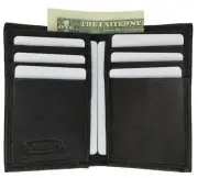 New Slim Thin Mens Bifold Genuine Leather ID Wallet Card Holder Black