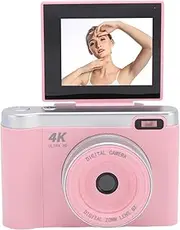 Bewinner 12MP 1080P Digital Camera with Auto Focus and 2.8 Inch Flip Screen, 8X Zoom Vlogging Camera with Anti Shake for Travel and Daily Photography (Rosy)