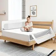 Advwin 2pcs Foldable Baby Bed Rail for Toddlers Adjustable Kids Safety Guard Swing Down Bed Rails, Fit Single Double Queen King Size Bed, 180 * 60cm