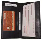 AG Wallets Real Leather Checkbook Cover Slim Design With Bill Compartment Black
