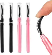 4 Pcs Silicone Eyelash Separator Tool Lash Brush Mascara Eyelash Wand Brush Eyebrow Spoolie Brush Eyelashes Definer with Lid Lash Separating Comb (Pink, Black)