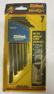 Eklind 13607 Metric MM 7 piece Long Arm Ball Hex L Key Allen Wrench Case Set