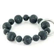 NEW JILZARAH Handmade Clay Beads BLACK MEADOW 15mm SMALL Wrist Keychain