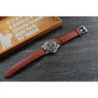 在飛比找蝦皮購物優惠-美型紳士錶必備皮底皮面,棕色真皮加厚20mm錶帶,不鏽鋼製錶