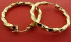 375 9CT GOLD HOOP EARRINGS ROUND 38MM TWISTED SQUARE TUBE CREOLES SLEEPERS BOX