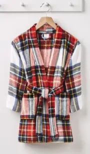Mistletoe Farms TARTAN PLAID Plush Flannel Kid's Robe Bedding, US 6/7
