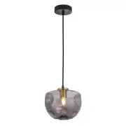 FOSSETTE Pendant Lamp Light Interior ES Smoke Glass Flat Top Dome Antique Brass Highlight OD220mm