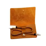 Apple Card Holder Cable Baseus Portable Finish Leather Camel