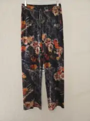 Eva Franco Anthropology Womens Simone Dark Floral Pull Up Wide Leg Pant Sz 2