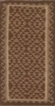 Geometric Kilim Rug Runner Wool Traditional Kelim Hallway Carpets 3x7 ft.