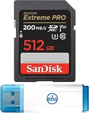 Sandisk 512GB SD Extreme Pro SDXC UHS-I Memory Card Works with Sony ZV-E10, A7 IV, ZV-E10 II Alpha Camera (SDSDXXD-512G-GN4IN) C10 Bundle with (1) Everything But Stromboli Micro & SD 3.0 Card Reader