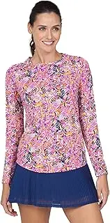 [IBKUL] Athleisure Wear Sun Protective UPF 50+ Icefil Cooling Tech Marissa Print Long Sleeve Crew Neck – 12656