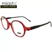 MIASTO RETRO ROUND OVAL PREPPY READING GLASSES~DEEP RED (SMALL)+1.75 SPRING