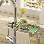 Bathroom Shower Kitchen Laundry Tap Caddy Shelf Organiser Rack Storage Holder,Kitchen Dish Sponge Holder Faucet Caddy Shower Rod Soap Basket Washing Ball Hanger Chrome Right Clip Single Holder
