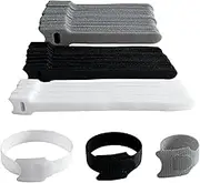 Reusable Fastening Cable Ties with Hook and Loop, 120 Pcs Multi-Purpose Cable Straps Wire Ties Cable Management, Adjustable Cord organizer Ties for Computer、TV、Electronics(3 Sizes and 3 Colors)