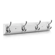 Coat Rack Wall Mounted White, 17" Wooden Modern Wall Coat Hanger with 4 Hooks...