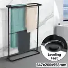 Metal Towel Rack Rail Bars Freestanding Towel Holder Drying Shelf Stand Black