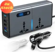 200W Car Power Inverter DC 12/24V to 230V AC Adapter w/ USB Type-C Charger